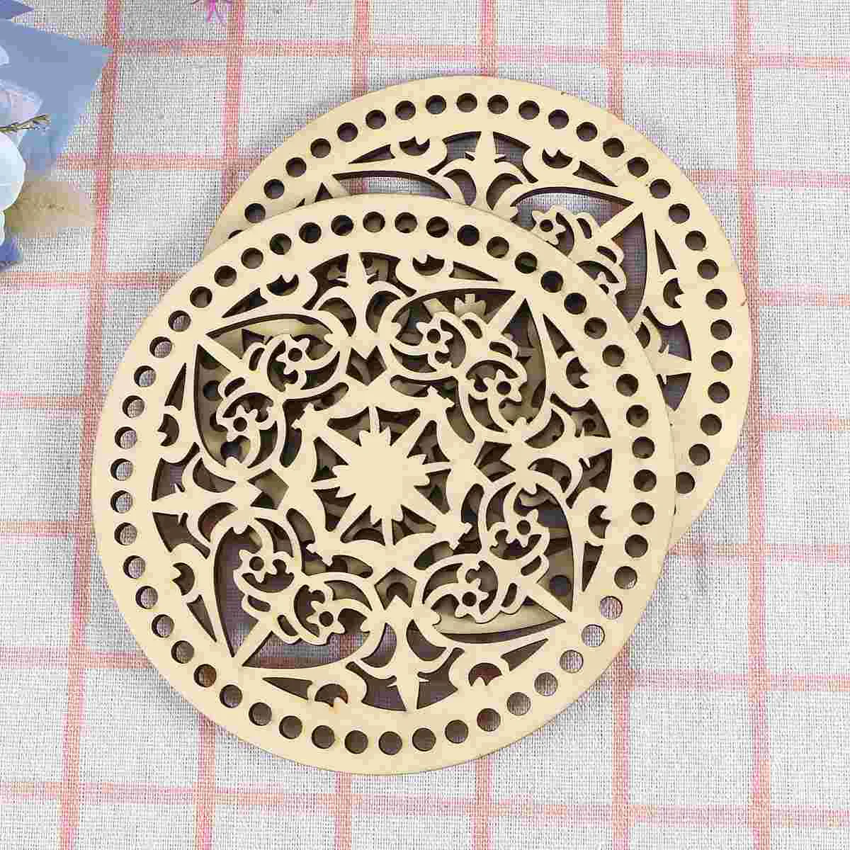 

Shaper Bag Bottom Base Purse Insert Handbag Wooden Wood Crochet Diy Round Slice Basket Rustic Straw Craft Natural Decorations