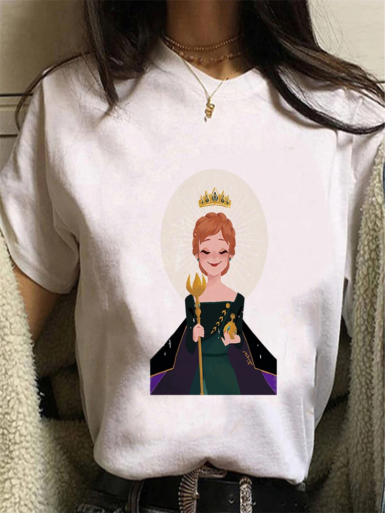 

Frozen Series Women T-Shirts Comfy Disney White Exquisite T Shirts Minimalist Modern Harajuku Style Female Tshirts Hot Selling