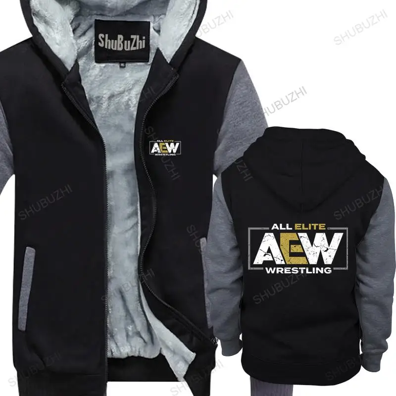 

men winter warm black hoody All Elite AEW Wrestling AEW Logo male thick hoodies euro size thick hoody male coat
