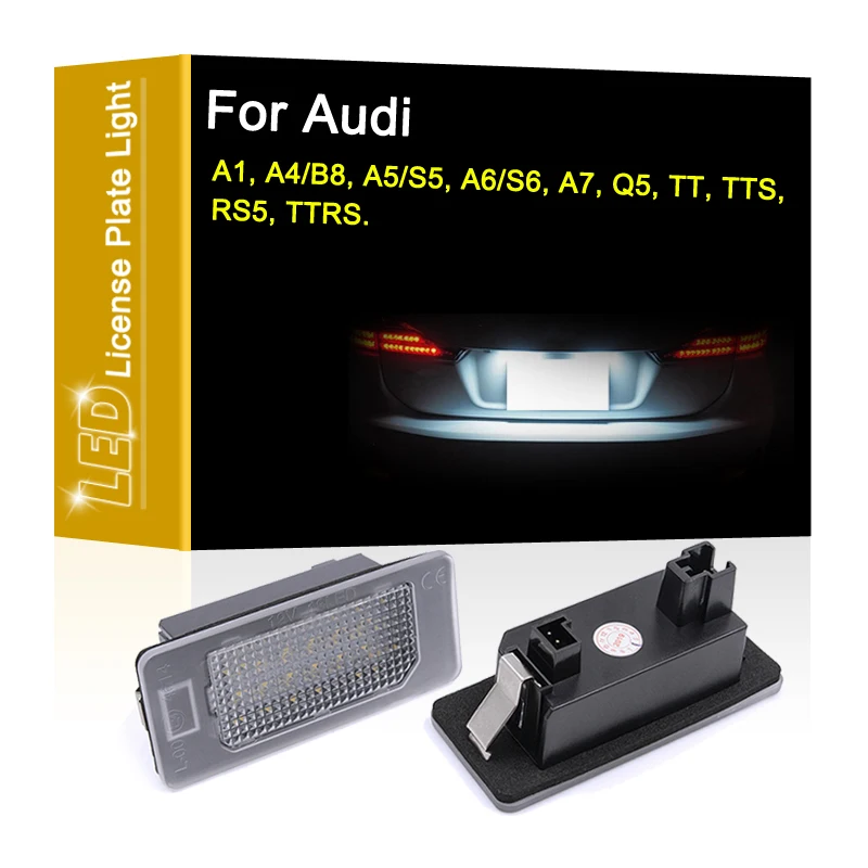 

12V LED Number Plate Lamp For Audi A1 A4/B8 A5/S5 A6/S6 A7 Q5 TT TTS RS5 TTRS White License Plate Light Assembly