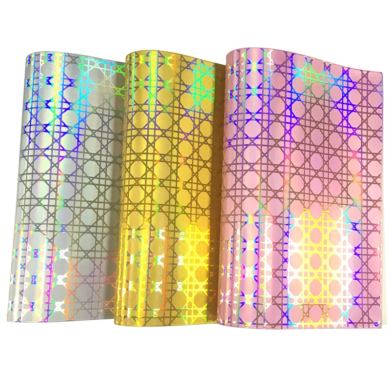

Octagon Pattern Metallic Embossed Holographic Mirror Laser Effect PU Faux Leather Fabric Sheet for Bag/Handbag/Clothing