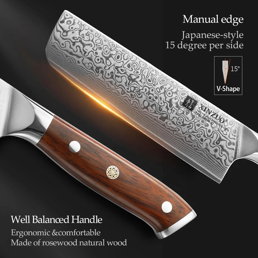 Кухонный нож XINZUO 7 3 дюйма зеркальный 67 слоев бытовой овощной из дамасской стали с