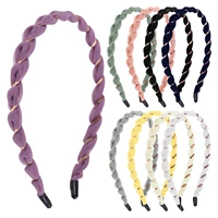 high quality elegant women satin braided kntted hairband headband for women twist woven headwear new hair hoop hair accessories