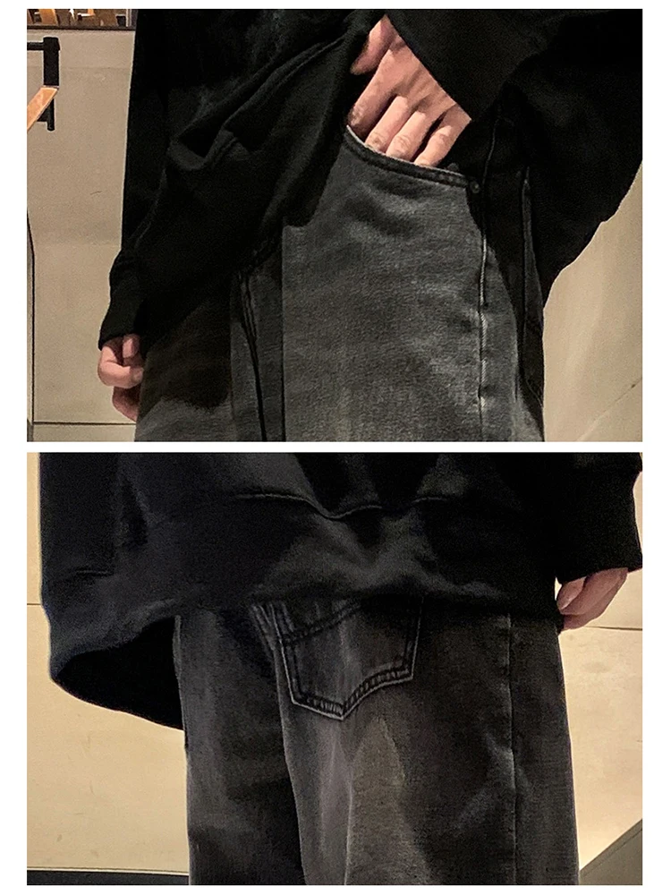 New Men's Hip -hop Street Wide -leg Jeans Men's American Retro Loose Straight Pants Casual Men's Clothes Ins -selling Clothing