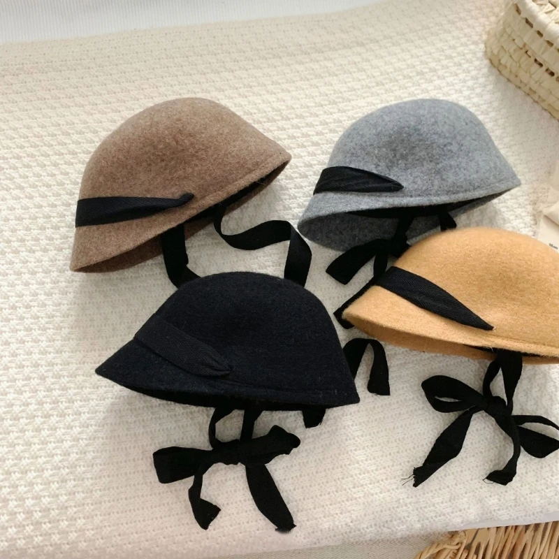 

Trendy Baby Bonnet Adjustable Strap Short Brim Cap Solid Color Equestrian Hat Windproof for Autumn and Winter Seasons