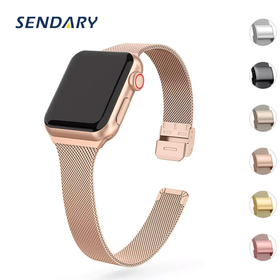 

Slim Watch Band for Apple Watch SE 7/6/5/4/3/2/1 38MM 40MM 41MM Metal Bracelet Loop Strap 42MM 44MM 45MM Wrist Watchband