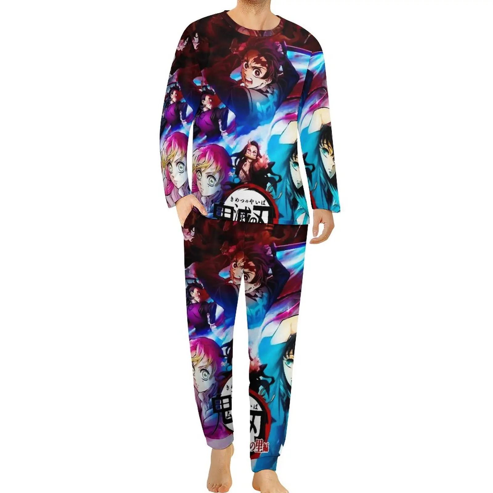 

Demon Slayer Pajamas Spring 2 Pieces Swordsmith Village Arc Trendy Pajamas Set Mens Long-Sleeve Aesthetic Custom Sleepwear