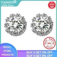 with certificate 2022 new fine luxury tibetan silver s925 8mm small lab diamond stud earrings for women christmas gift jewelry