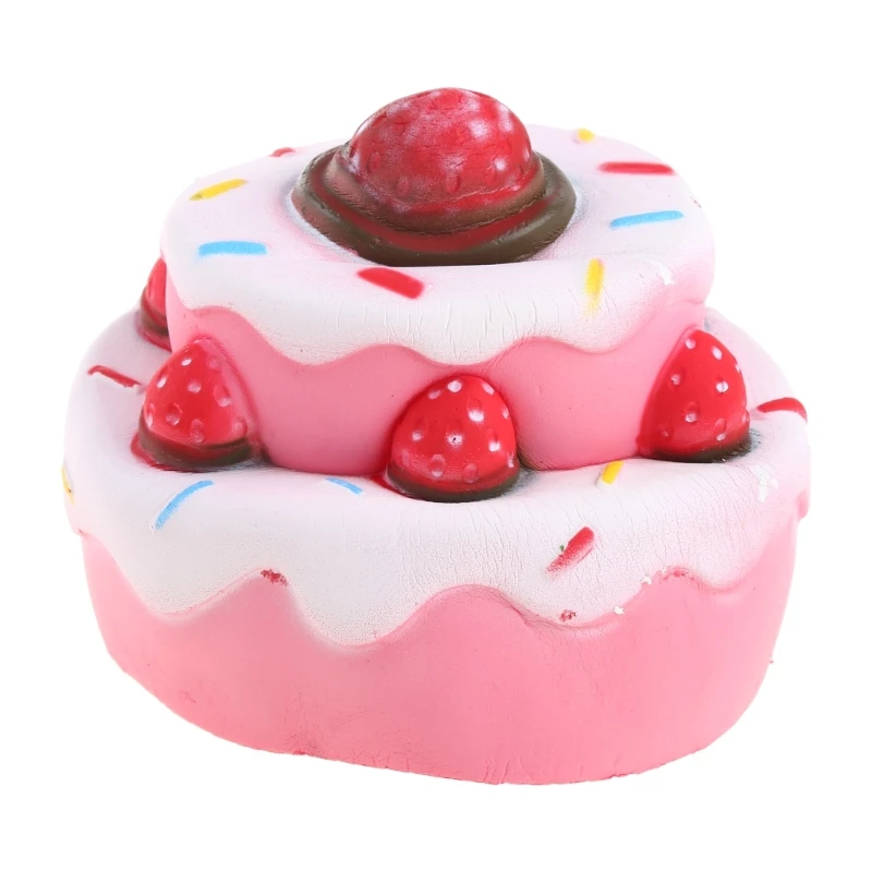 

Squeeze Toy Cake Sensory Vent Ball Pink Color Stress Relief Figurine for Toddler Adults Birthday Xmas Gift