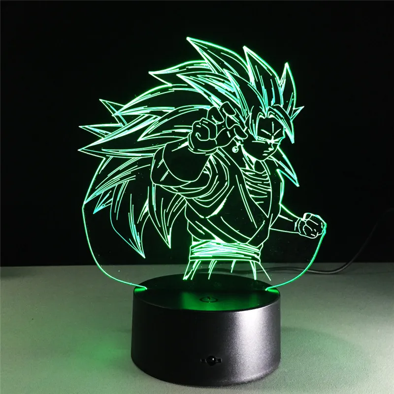 Naa Dragon Ball Z Goku Super Saiyan 3 фигурка 3D ночник 7 цветов Сенсорная настольная лампа Модель