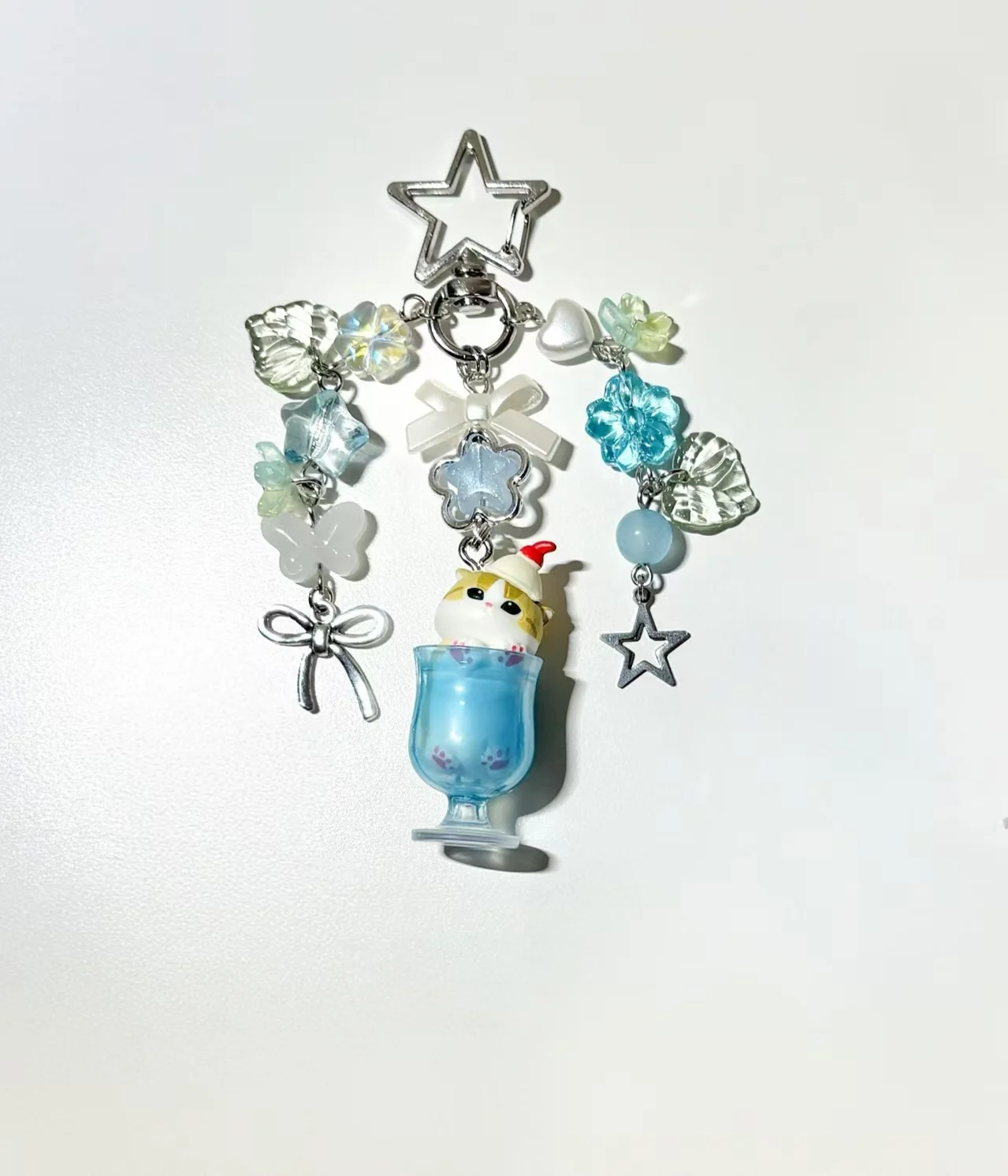 Фото Брелок-подвеска Mofusand Milk Tea Cat Cup Beaded Y2K Kawaii для сумки №2