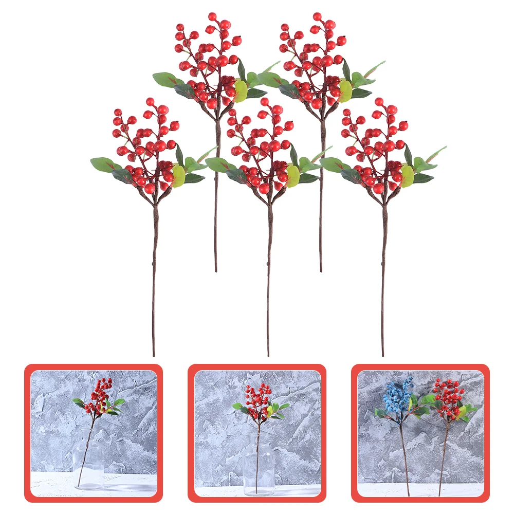 

Berry Christmas Artificial Holly Berries Stem Spray Stems Fake Floral Tree Filler Picks Pip Twig Flower Branch Wreath Winter