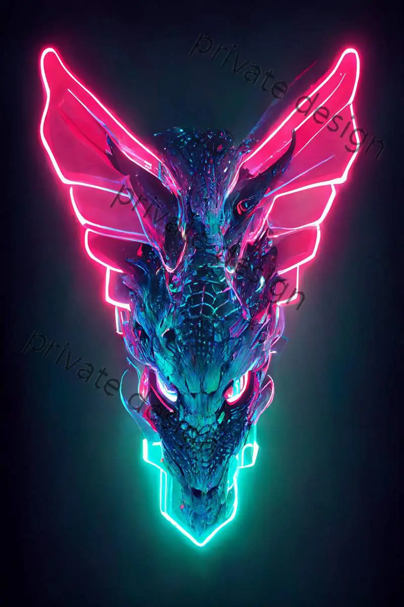 

Неоновая металлическая вывеска в стиле кибер-дракон, декор для комнаты, эстетический Ретро винтажный неоновый плакат для искусства, мужска...