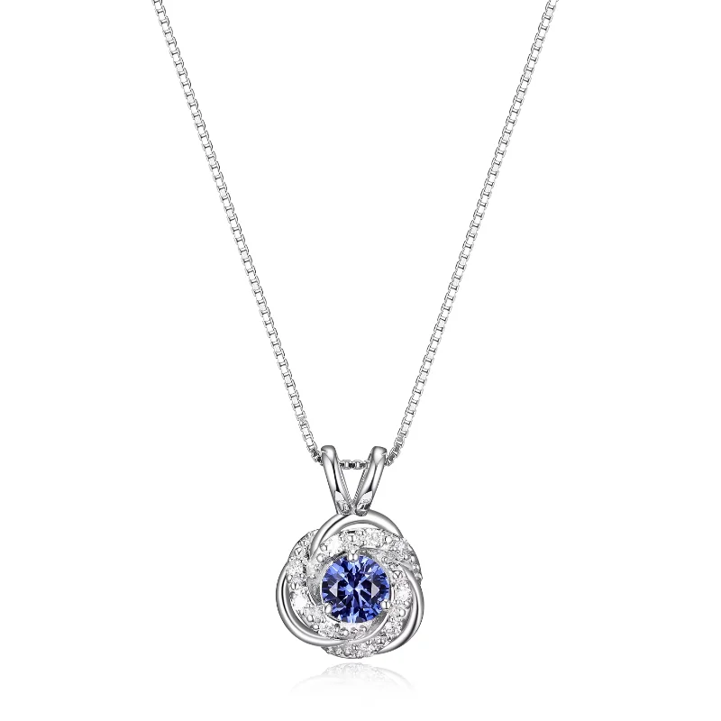 

Ожерелье с вырощенным бриллиантом и искусственным сапфиром вечная грани из стерлингового серебра для женщин