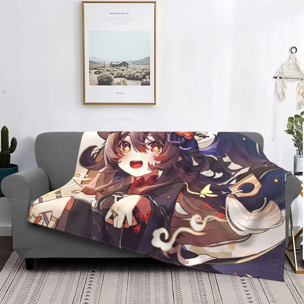 

Веселый Ху Тао Genshin ударное одеяло покрывало для кровати клетчатый коврик одеяло для кровати Флисовое одеяло покрывало на кровать