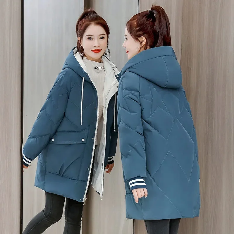 New Women's Winter Jacket Parkas Hooded Fashion Casual Parka Warm Coat Female Snow Wear Cotton Padded Puffer Jacket Outwear