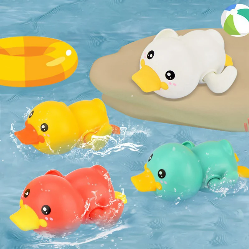 

Bathroom Bath Shower Baby Clockwork Swimming Children Play Water Cute Little Yellow Duck Bathing Bathtub Toys For Kid