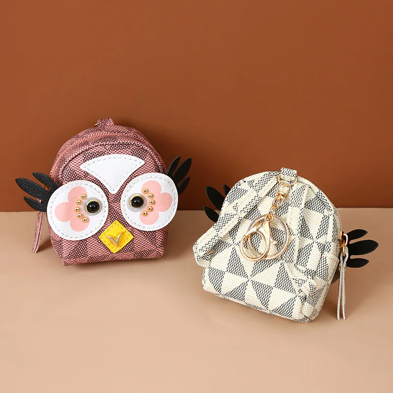 2023 Fashion old flower owl coin purse pu leather cartoon cute animal storage bag gift wholesale women coin purse small mini bag