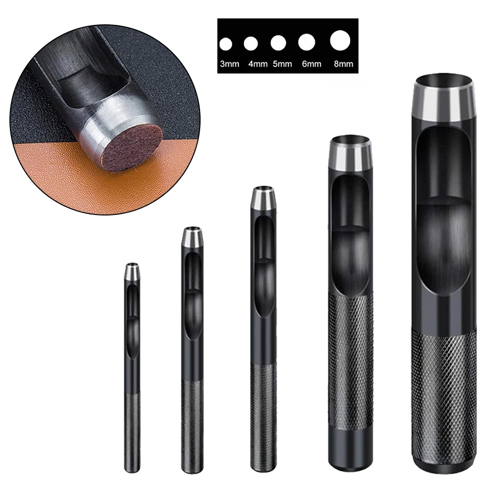 

5Pcs 3-8mm Round Carbon Steel Leather Craft Hole Punch Puncher Watch Belt Band For Modeling Home Repair Hobbies
