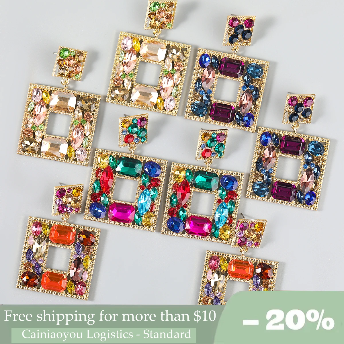 

New Trend Sparkling Color Rhinestone Female Drop Earrings Dinner Party Fashion Statement Jewelry Accessories