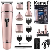 kemei rechargeable hair trimmer multifunction hair clipper electric shaver nose trimmer men women styling tools shaving km 1015