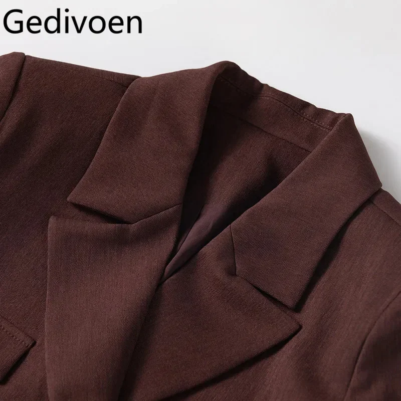 Gedivoen женский элегантный офисный и деловой костюм двубортный топ с длинными