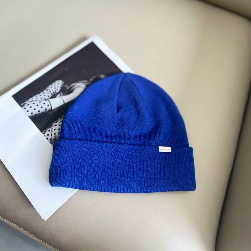 Шапка-бини женские зимние теплые вязаные шапки уличные двухслойные