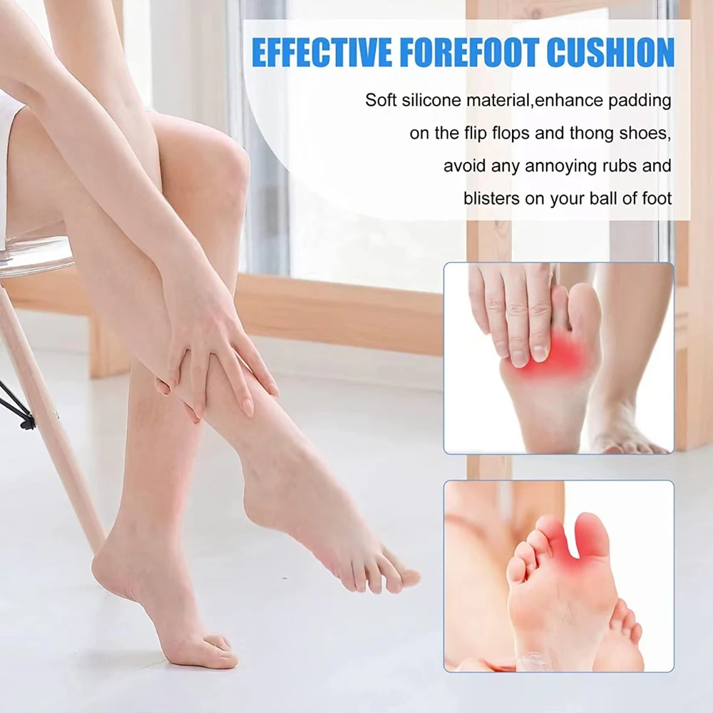 Silicone Forefoot Insert Pads for Women Sandals Heels Flip Flops Non-slip Pain Relief Shoe Pad Gel Foot Insoles for Shoes Men