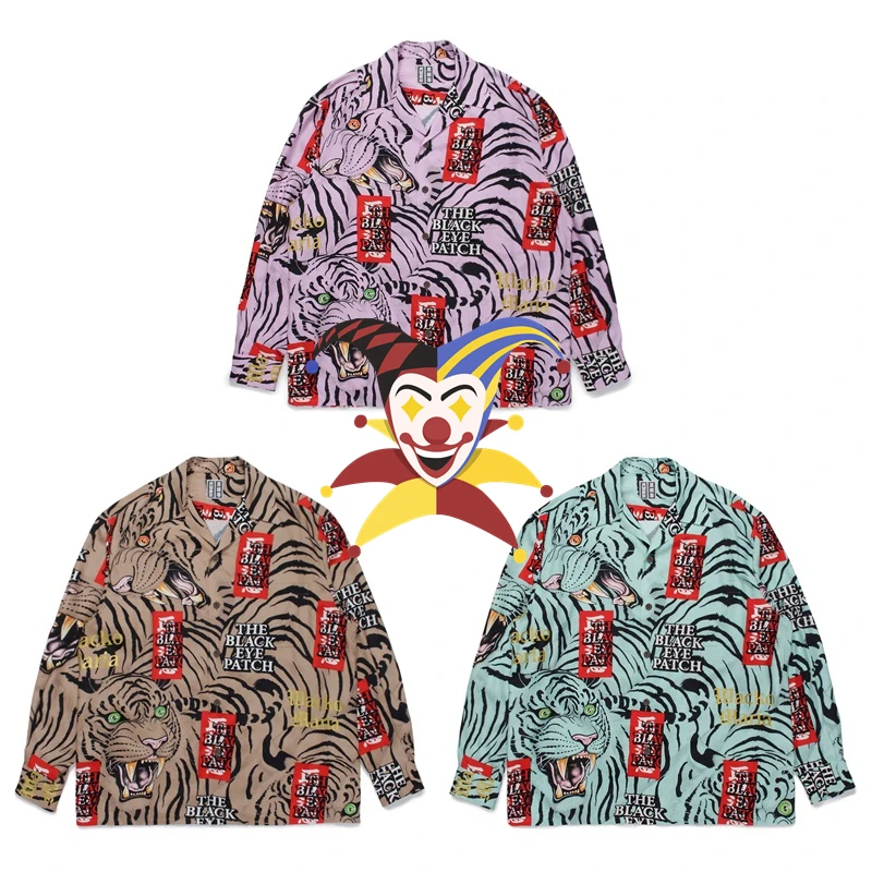 

Гавайская рубашка с длинным рукавом для мужчин и женщин WACKO MARIA Tiger