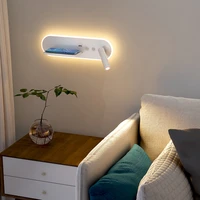 multifunction modern led wall lamp iron body white wall light with wireless charging usb connection rotatable reading spotlight