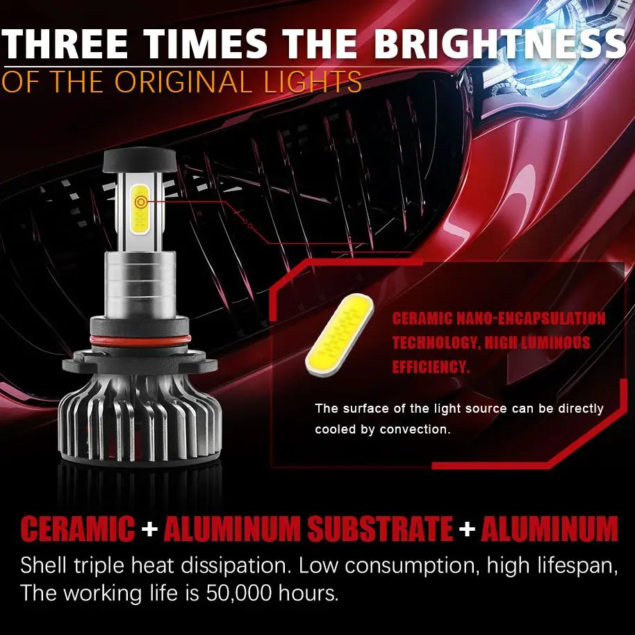 

LED Car Headlights Modified High Brightness 6000K 15000LM H7 9005 9006 H11 9012