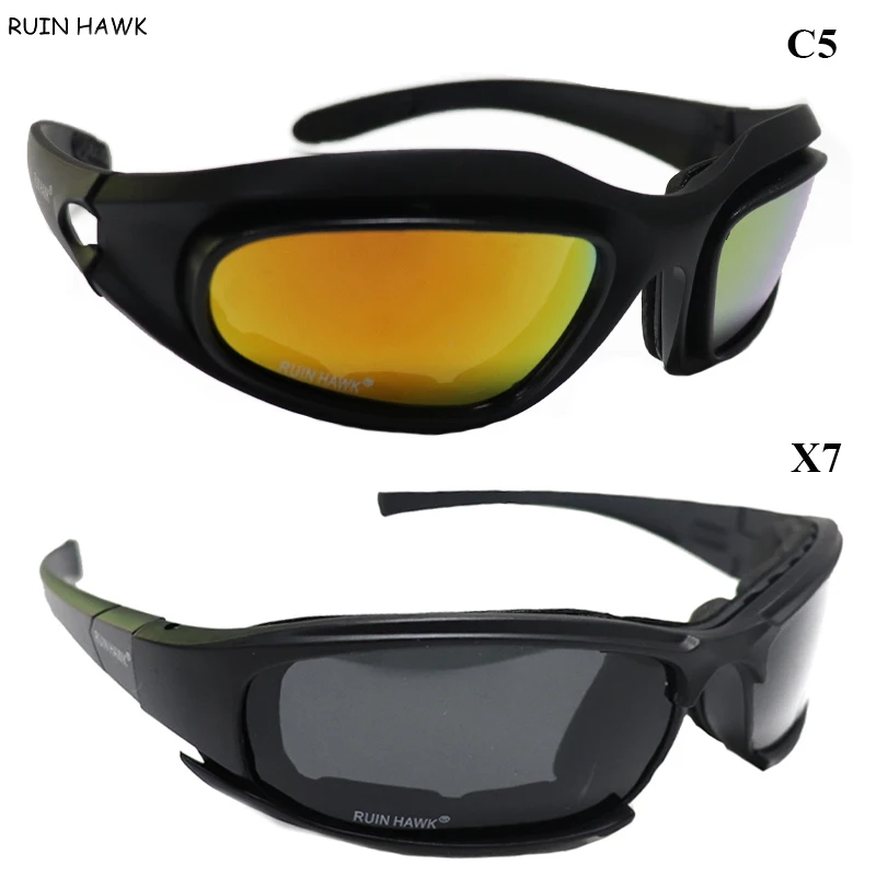 

Tactical Polarized Glasses Outdoor Hunting Airsoft Goggles 4 Lens Military Sunglasses RU X7 C5 Cycling Sports Anti Mosquito
