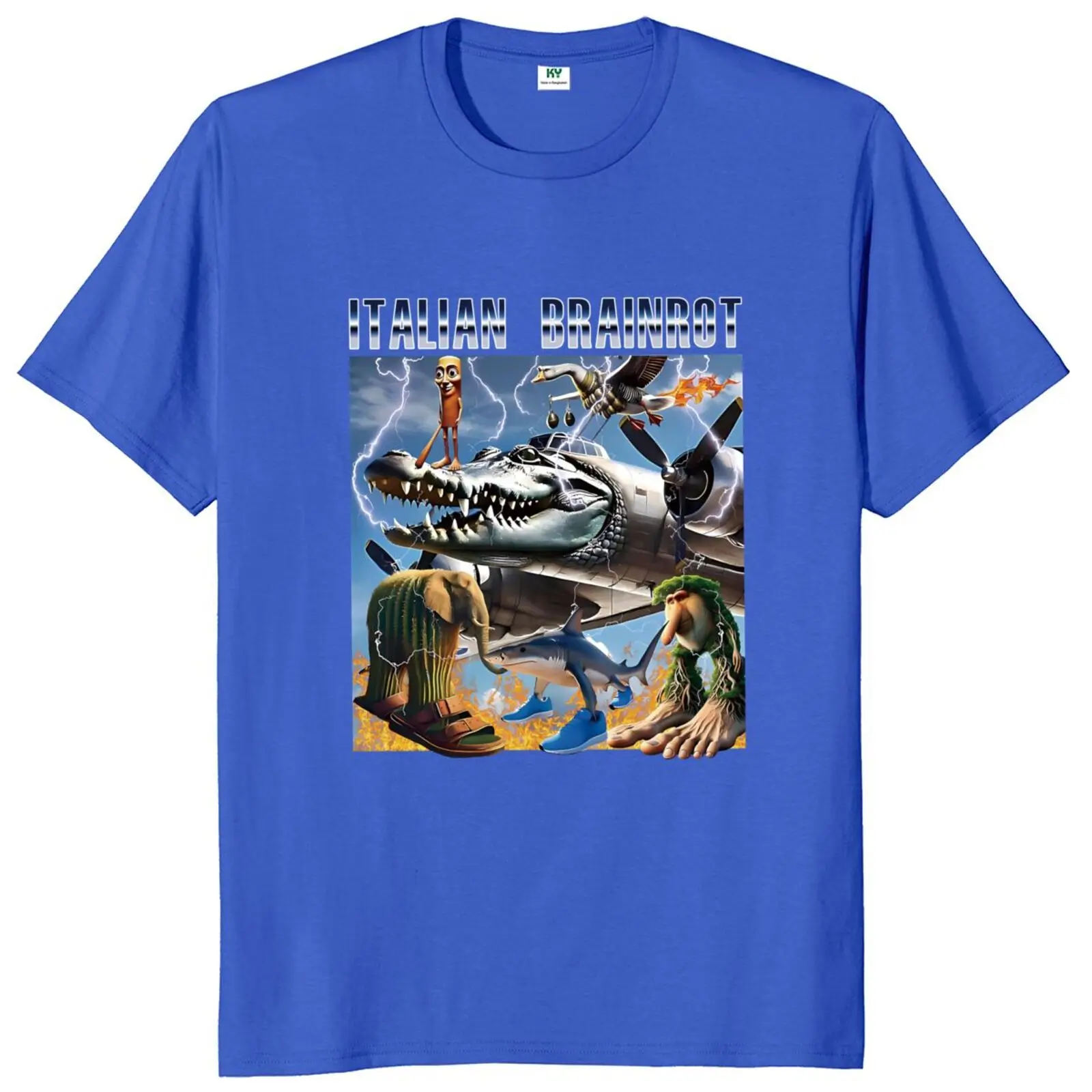 Итальянская футболка Brainrot Meme забавная уличная одежда с искусственным