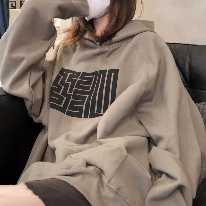 

Women Vintage Loose Harajuku Graphic Printed Clothes Cotton Hooded Sweatshirt Thin Long Sleeve Y2k Tops Kawaii Pullover Female