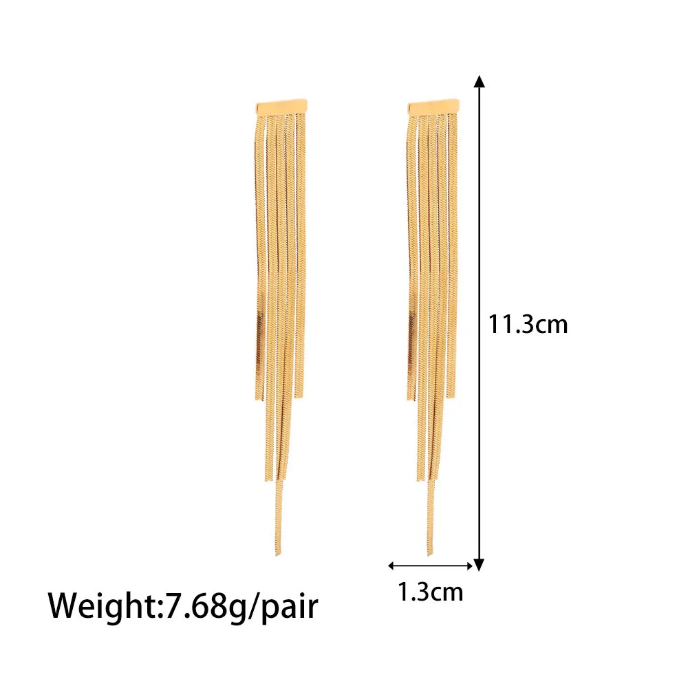 Stainless Steel PVD 18K Gold Plated Tarnish Waterproof Irregualr Tassel Earrings For Woman Jewelry Wholesale Trendy