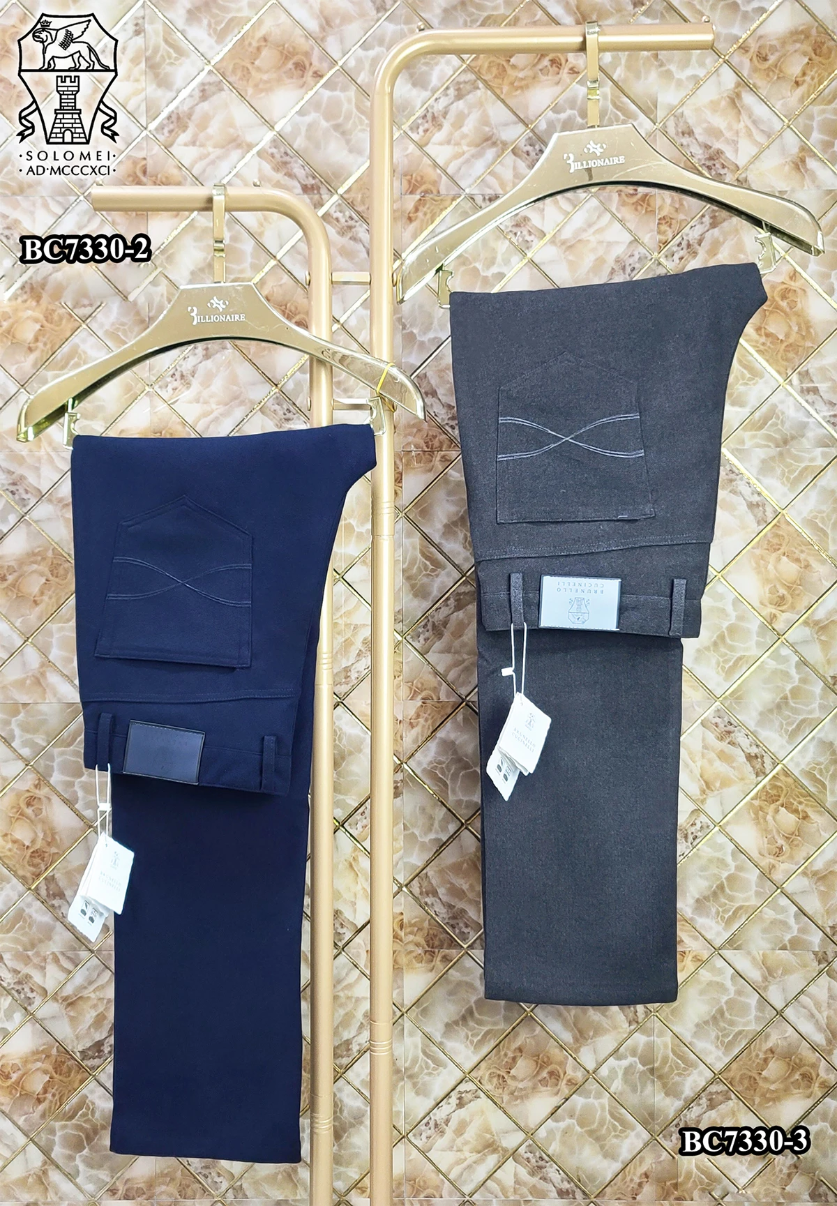 

BILLIONAIRE OECHSLI Pants Cashmere thick men 2024 Autumn Winter New Warm cotton embroidery quality Long Business big size 31-40