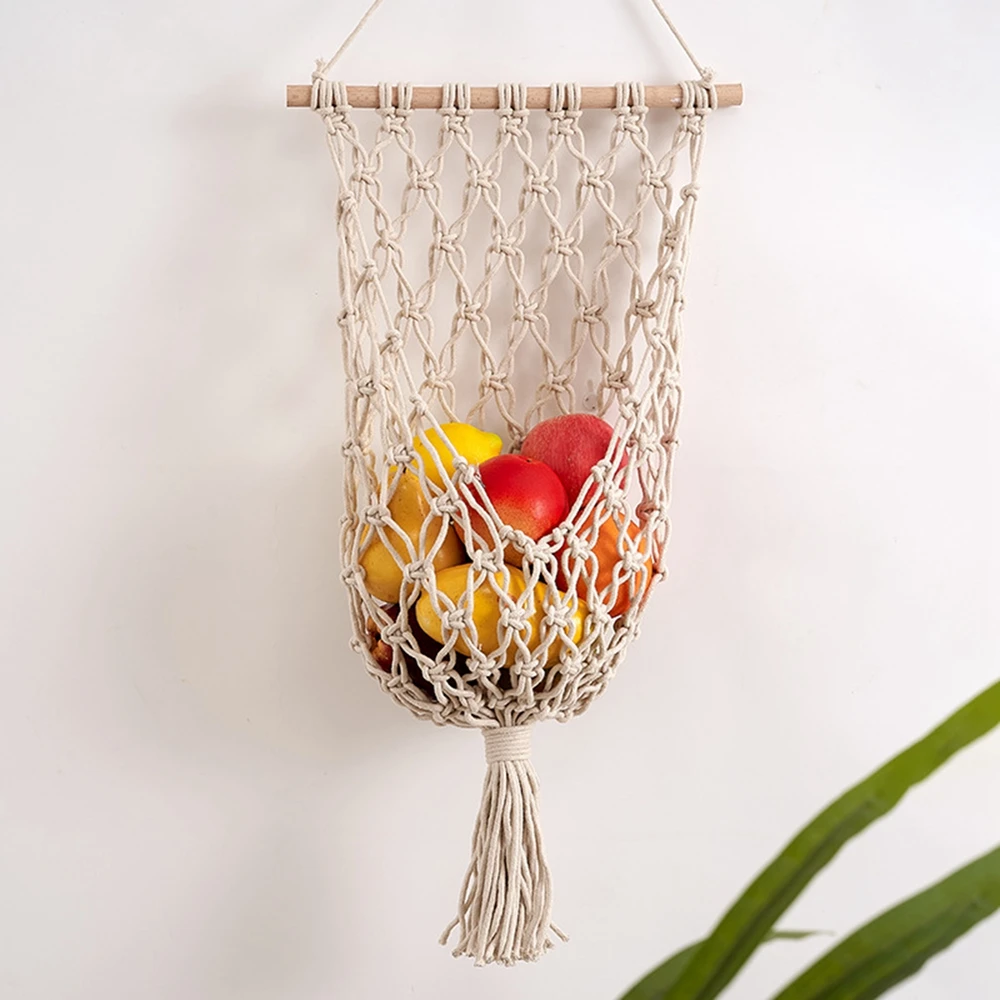 

Скандинавский Подвесной деревянный держатель из хлопчатобумажной веревки для туалета, держатель для фруктов, для дома, гостиницы, настенна...