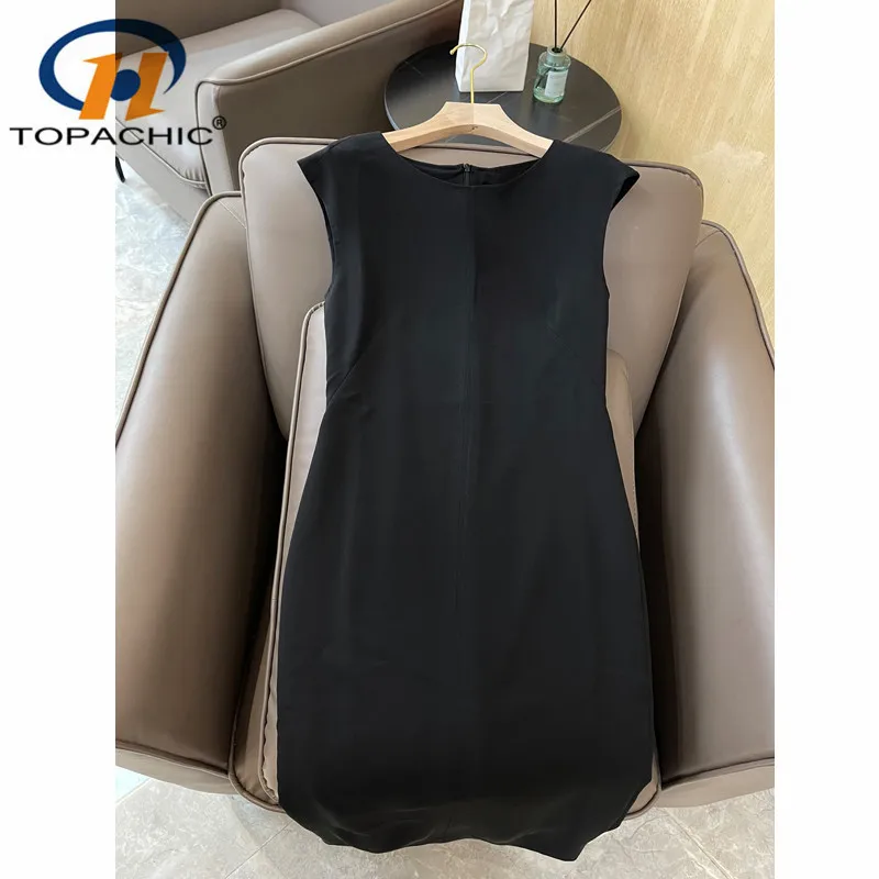 

5.31 High End Quality Black O-Neck Sleeveless Temperament Slim Dress Women