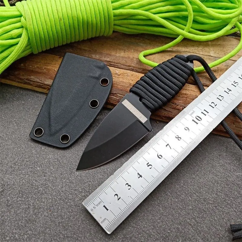 

Fixed Blade Tactical Necklace Knife Free shipping Handmade Hunting Knife steel handle Camping Survival Knife