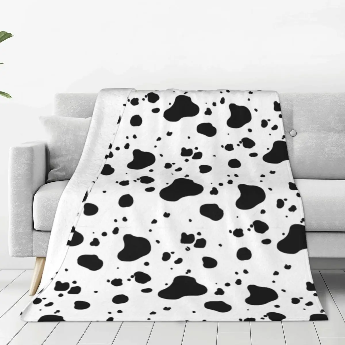 

Dalmatian Spots Art Flannel Throw Blanket Dog Animal Lover Blankets for Home Office Ultra-Soft Bed Rug