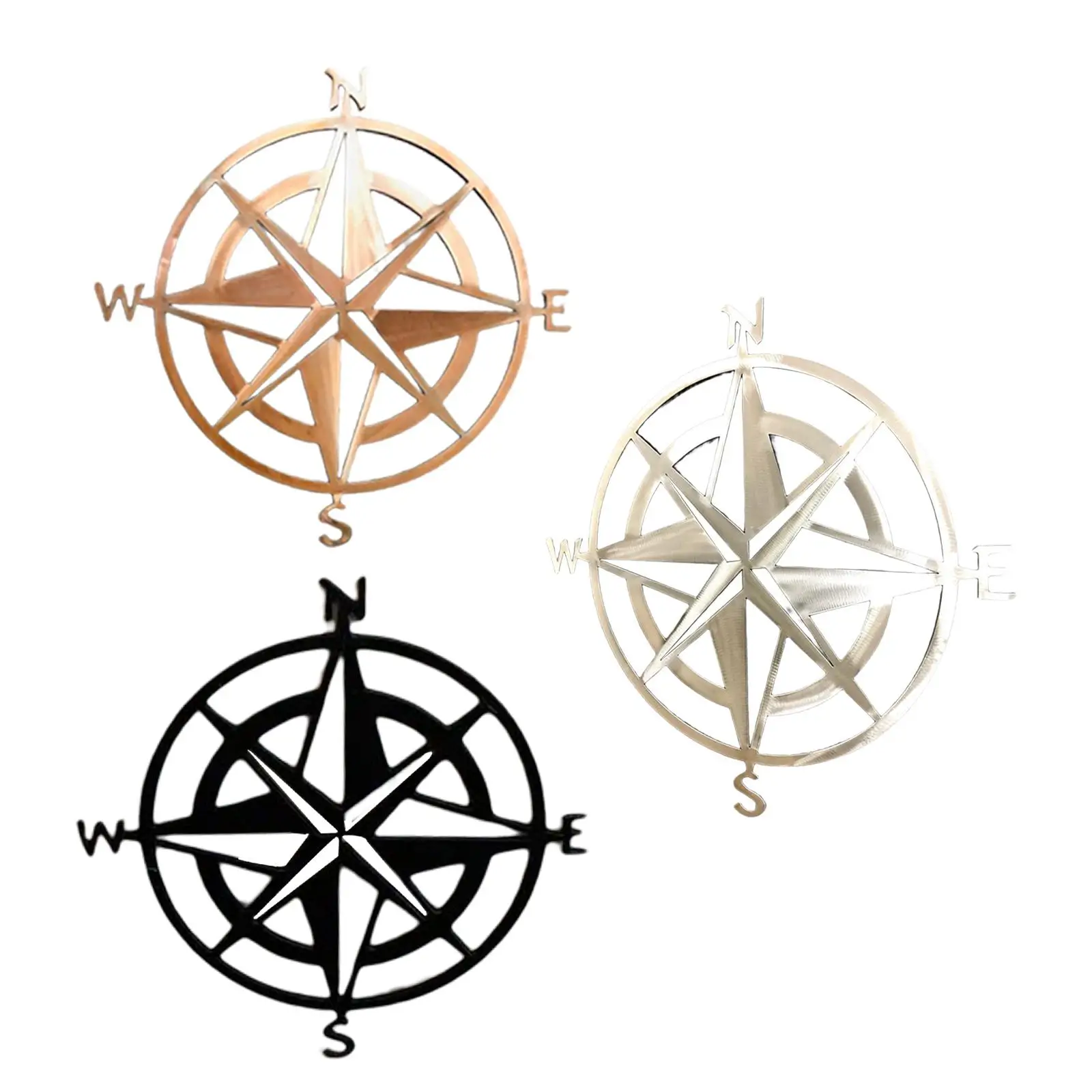 

Metal Nautical Compass Wall Hanging Collection Ornaments Beach Theme Sign for Patio Office Indoor Farmhouse Terrace