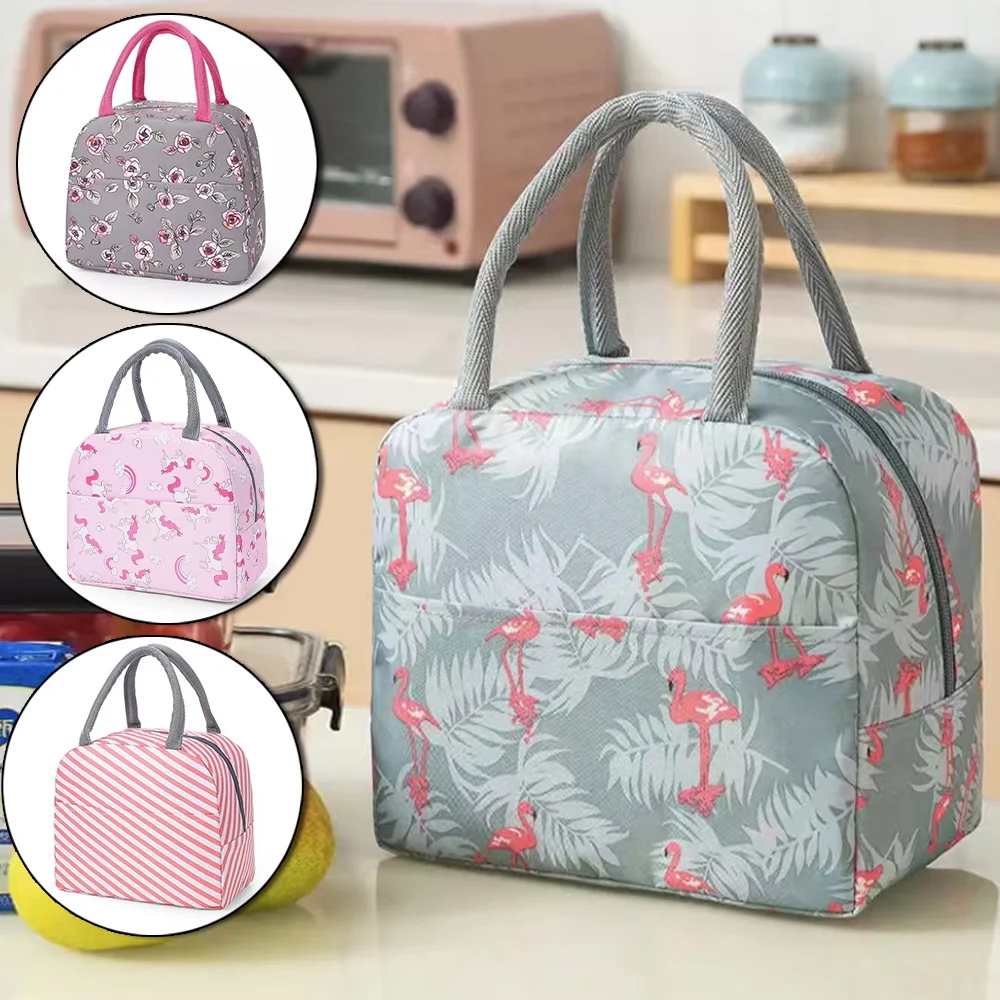 

Thermal Lunch Bag Portable Tote Insulated Bags Children School Trip Lunch Picnic Dinner Cooler Packed Food Canvas Women Handbags