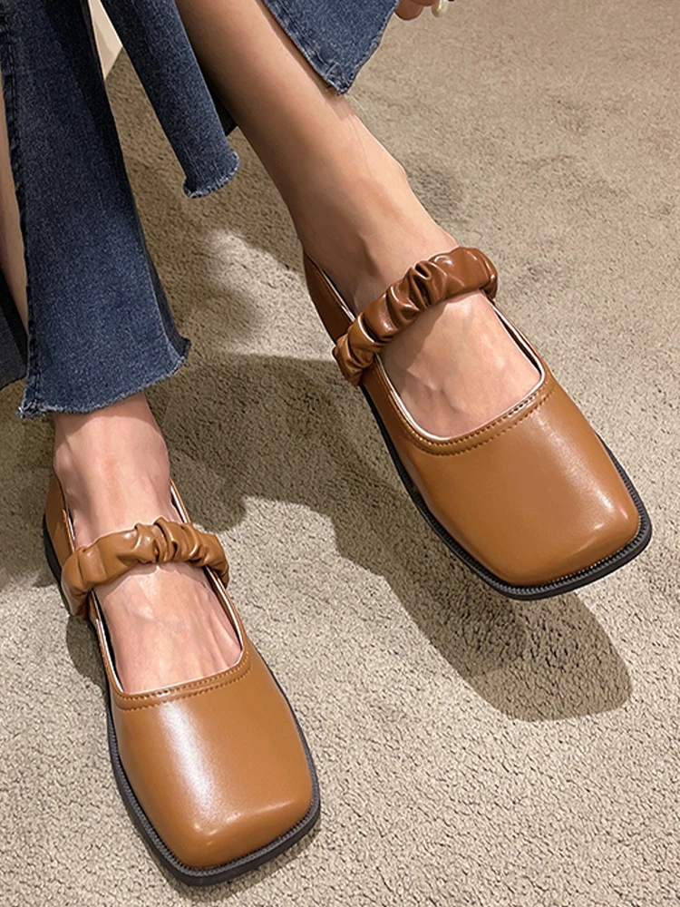 

Casual Flats Women Square Toe Low Heels Shoes Dress Party Shallow Sandals 2022 Fashion New Trend Women Autumn Walking Soft Shoes