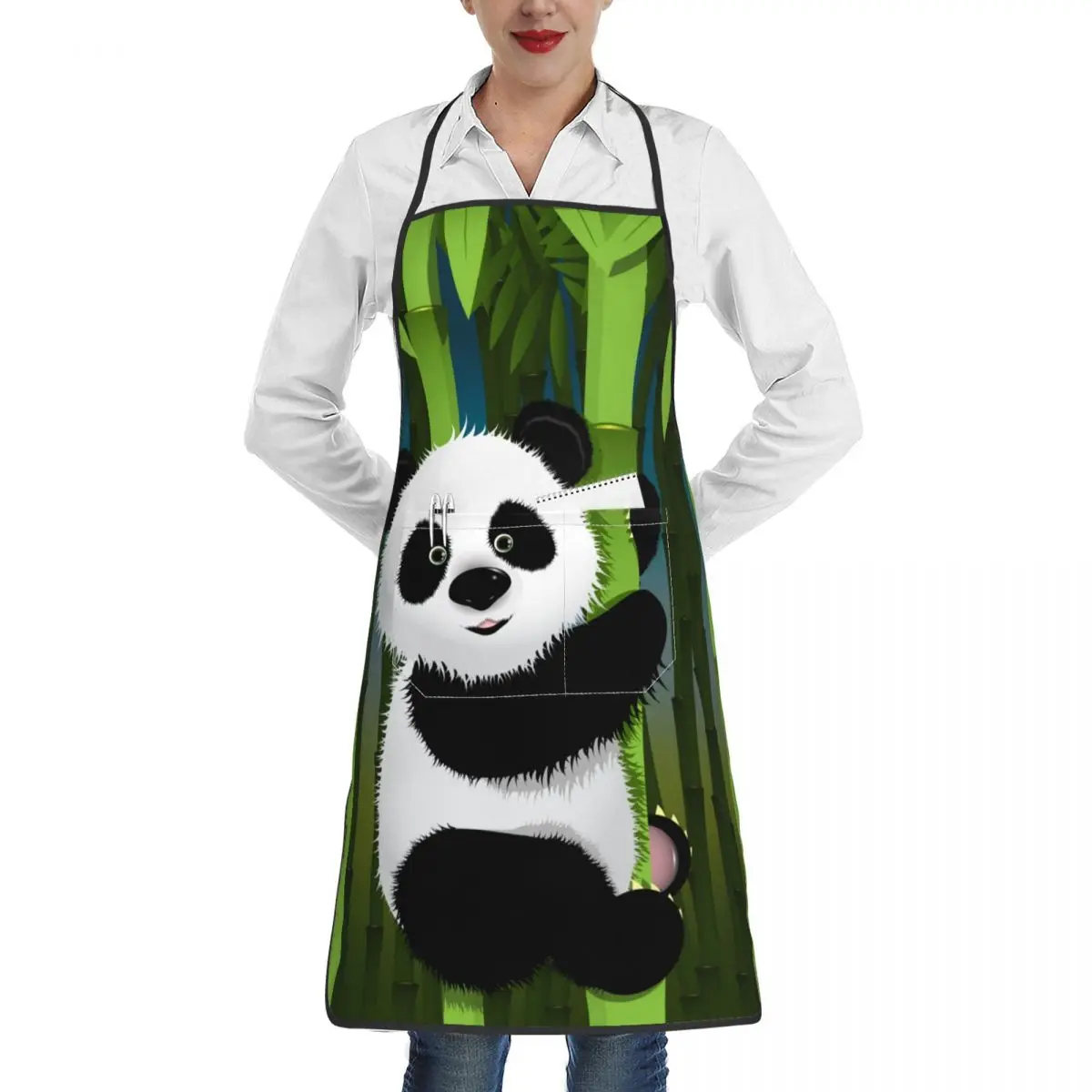 

Cooking Baking Apron Curious Panda Kitchen Apron Restaurant Sleeveless Apron Male Female Household Cleaning Tool Merchandises