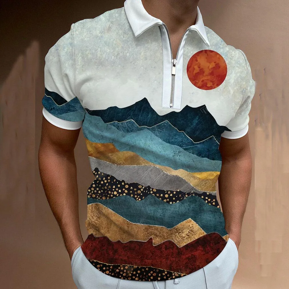 

Мужская рубашка-поло с коротким рукавом и принтом, 30 цветов