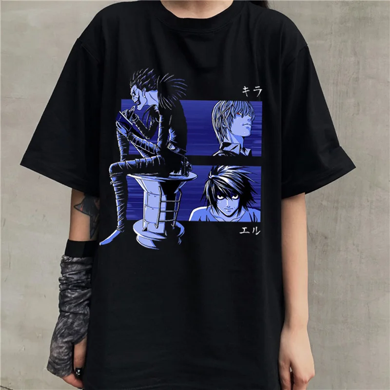 

Novelty Death Note Shinigami Ryuk T-shirt Men Short Sleeve Japanese Manga Light Yagami L T-shirt Cotton Anime Tee Gift Idea