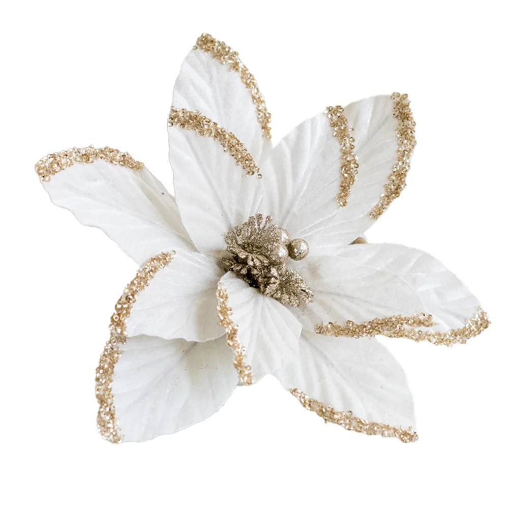 Искусственный рождественский цветок с блестками рождественские пуансеттии