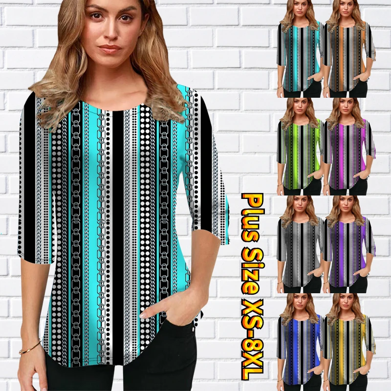 

Женский топ с круглым вырезом, элегантный пуловер с принтом в стиле ретро, большие размеры d, осень 2022