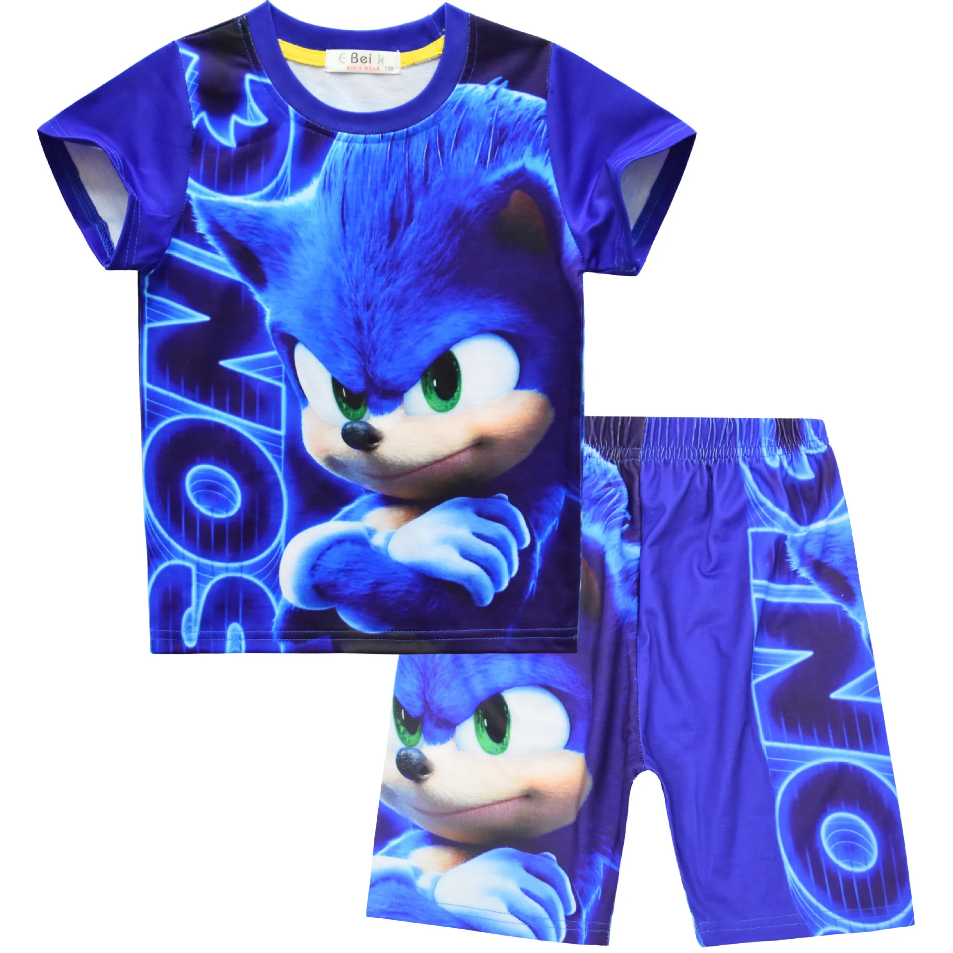

New Cartoon Cartoon Sonic Sonic Boy Cool and Cute Children's Short-sleeved Home Clothes Set Holiday Gifts for Family and Friends