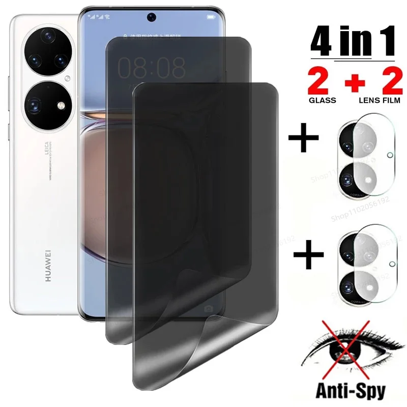 Защитная пленка для Huawei P30 P40 Pro P50 антишпионская Гидрогелевая Mate 20 40 объектива -